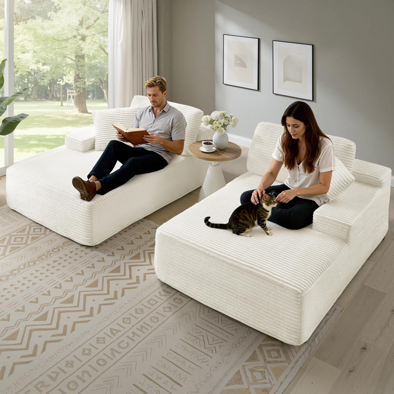Très grand canapé-lit double 78,8 po, Blanc