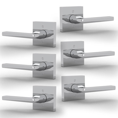 Mega Handles Prime Dummy Poignées de porte - Paquet de 6 poignées de porte robustes en chrome, poignée de porte anti-rotation pour garde-robe et portes françaises, côté simple, convient à toutes les portes standard - chrome poli
