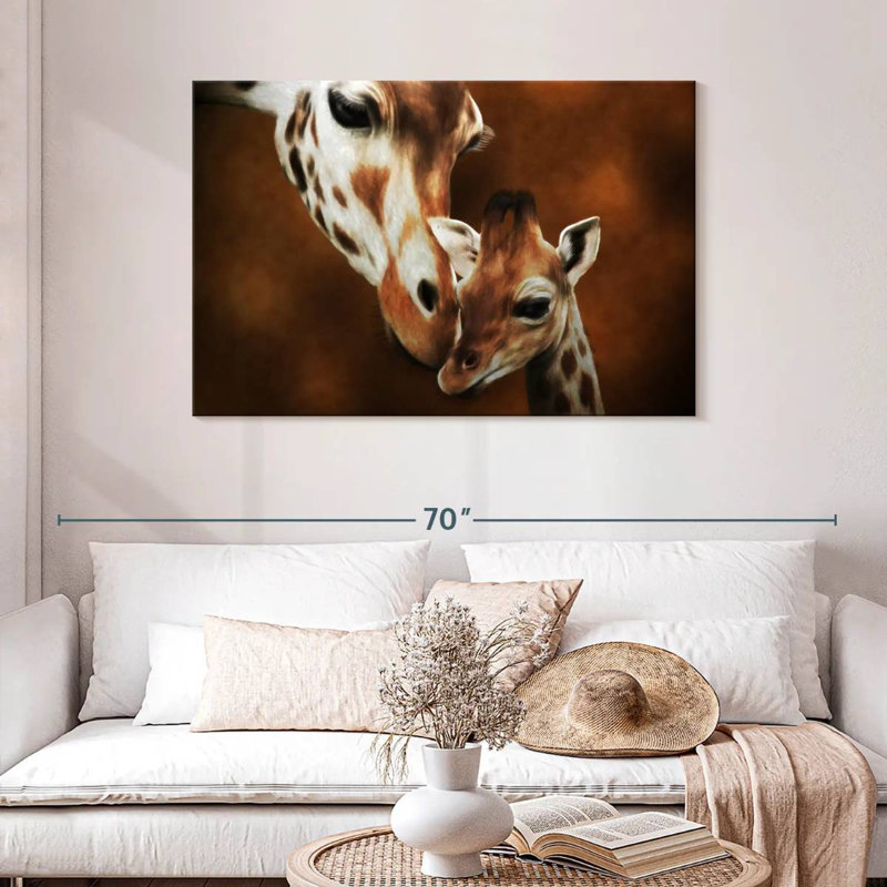 Brampt mère et bébé girafe, H 30 po x l 45 po