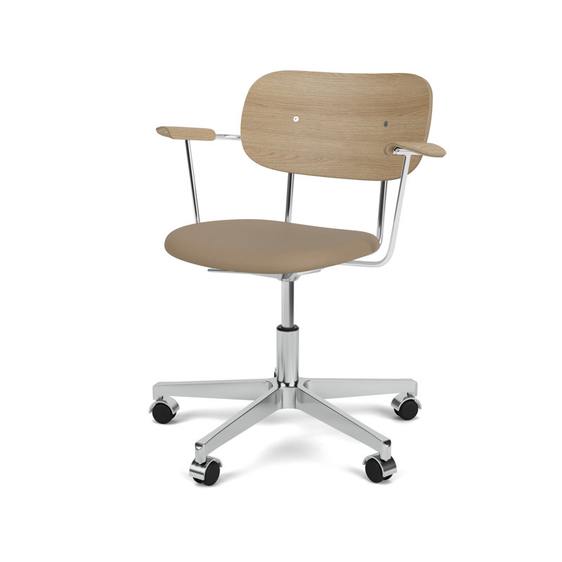 Co Swivel Task Chair, Natural Oak/Silver, Stone