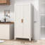 Grand garde-manger blanc de 71 po, armoires de rangement en métal Farmhouse, avec 2 portes à persiennes et 4 tablettes réglables, organisateur de rangement polyvalent, pour la maison, le vestibule et la chambre d'enfant-128814976
