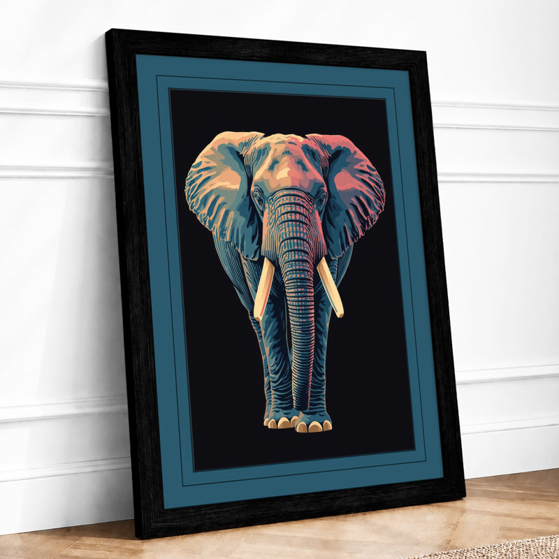 Luminous Elephant Modern - Framed Print, A4 - 29.7 x 21.0 cm, Black