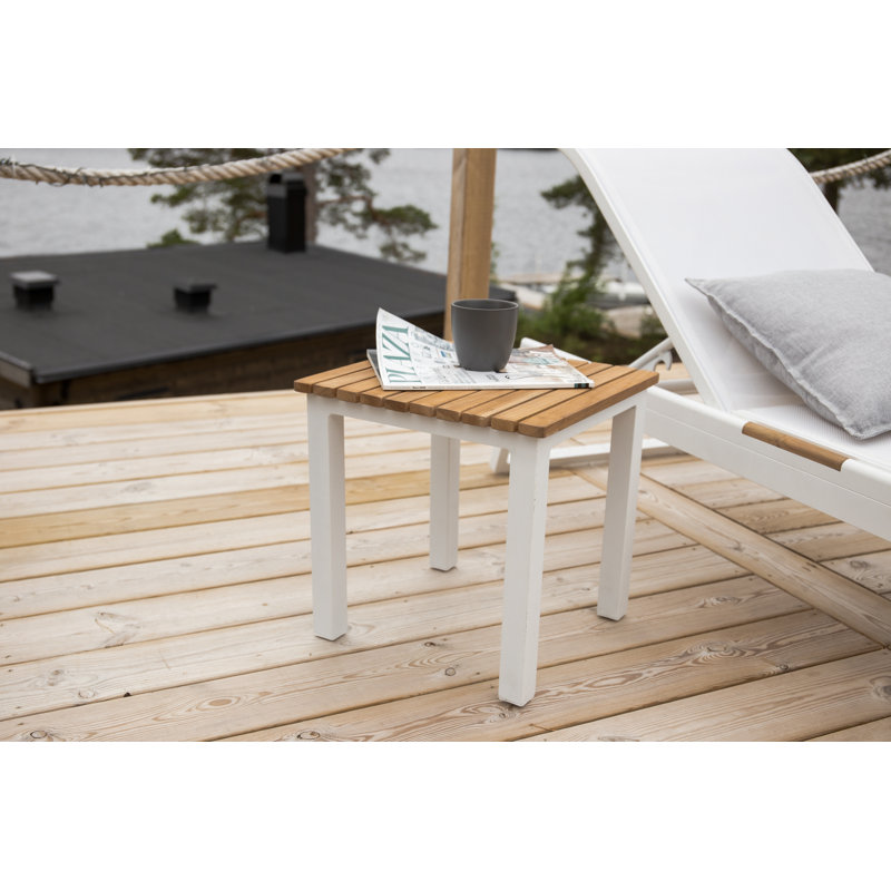 Anoki Square Outdoor Coffee Table , 40cm cm W 40cm cm D, White/Teak