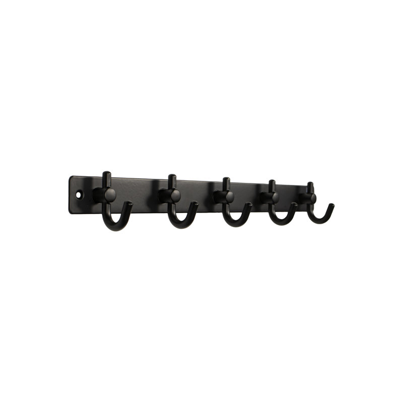 Jarlath Iron 5 - FantasHome 15" Wall Mounted Metal Hook Rack with 5 Hooks - Black
