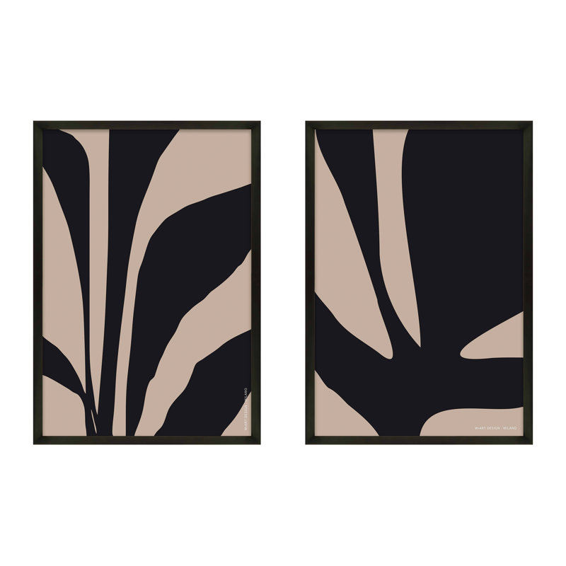 Organic Abstraction Framed 2 Pieces by Romina Gadler Print, Black Framed Paper, 25" H x 17.5" W x 1.25" D