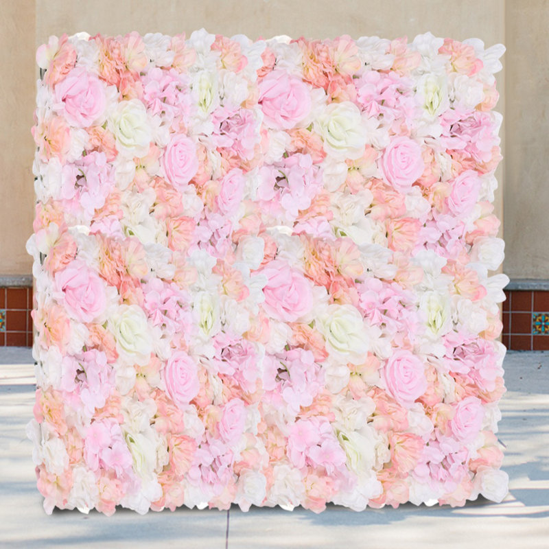 Artificial Flower Wall Panels, DIY Silk Floral Backdrop for Wedding & Home Decor Set of 4
