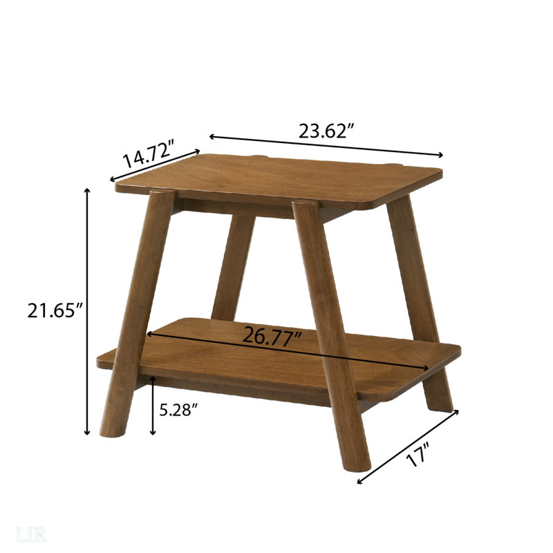 Mid-Century Modern Wood Shelf End Table, End Table, 1