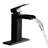 Outstanding Pop Up & Overflow Bathroom Faucet - Matte Black, Single Lever Lavatory Sink Tap Fabulous Black Handle, Waterfall With Deck Drain