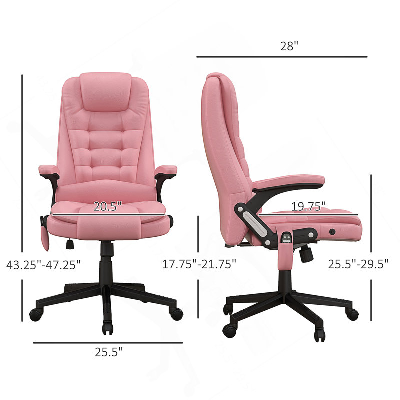 Fauteuil de bureau à massage à haut dossier et vibration avec 6 points de vibration, inclinable et chauffante avec télécommande