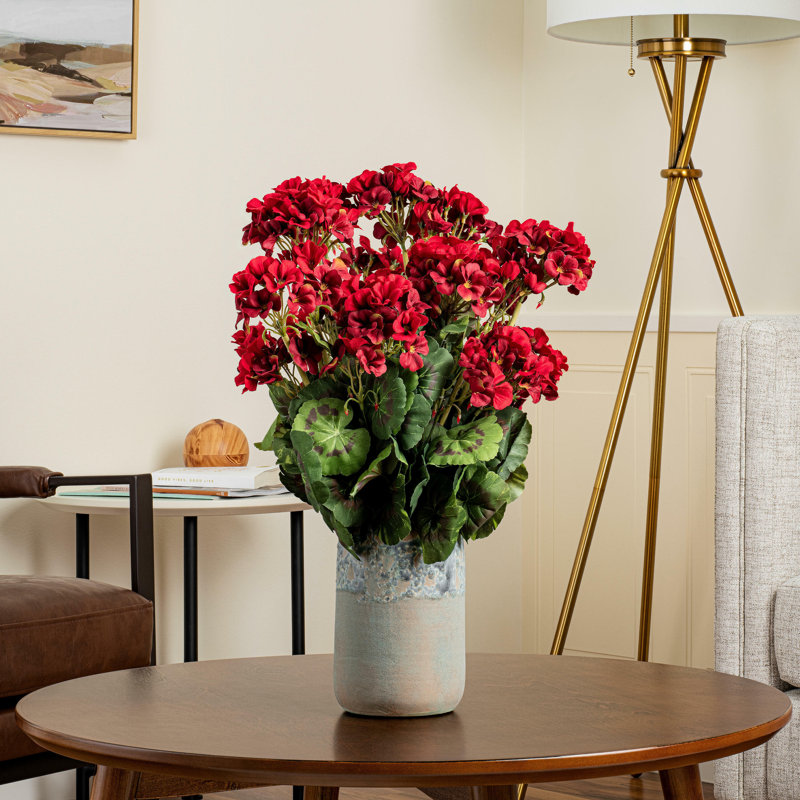 Buisson géranium artificiel Benita 20 po, Rouge