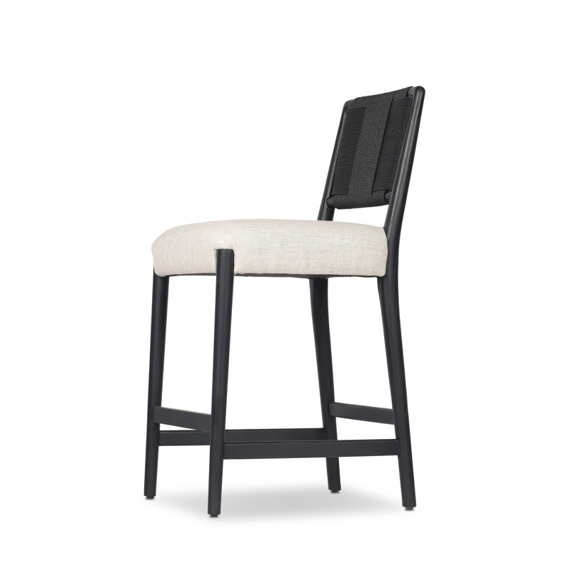 Rothler Stool-Alcala Wheat-Counter, Counter Stool (27” Seat Height), Essence Natural/Rayon/Viscose, Black Brushed Ash