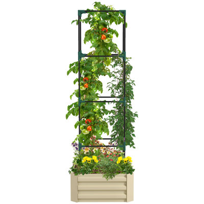 Boîte à fleurs avec cage à tomates en treillis Outsunny