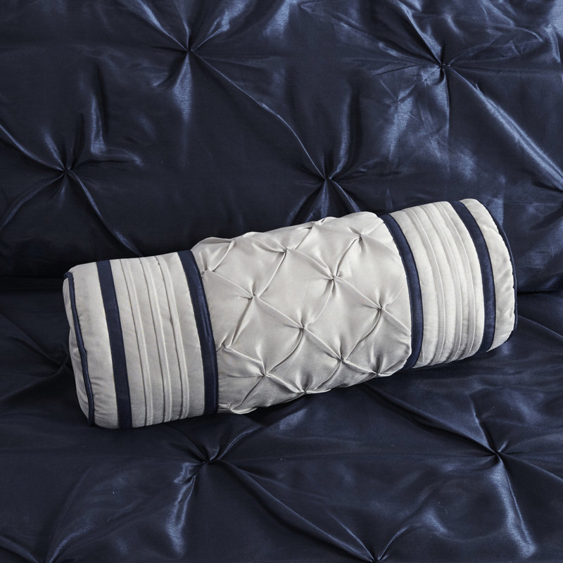 Magnifique édredon bleu marine 7 pièces - édredon Opulence, taies décoratives, coussins et jupe de lit froissée - option de literie de luxe chic et facile d'entretien