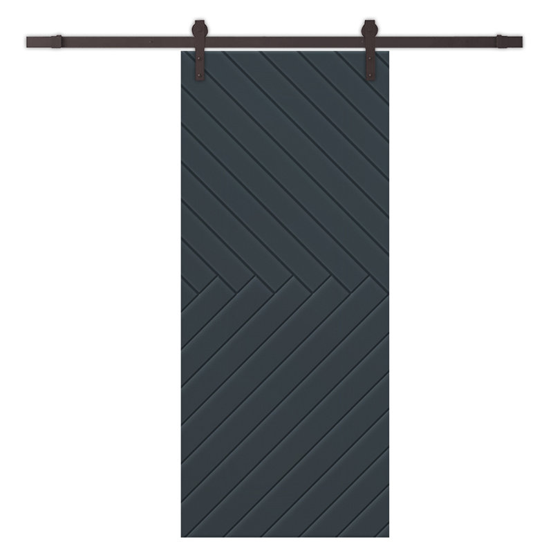Porte de grange à panneaux et en bois manufacturé avec quincaillerie d'installation, 24 po x 84 po, Gris anthracite