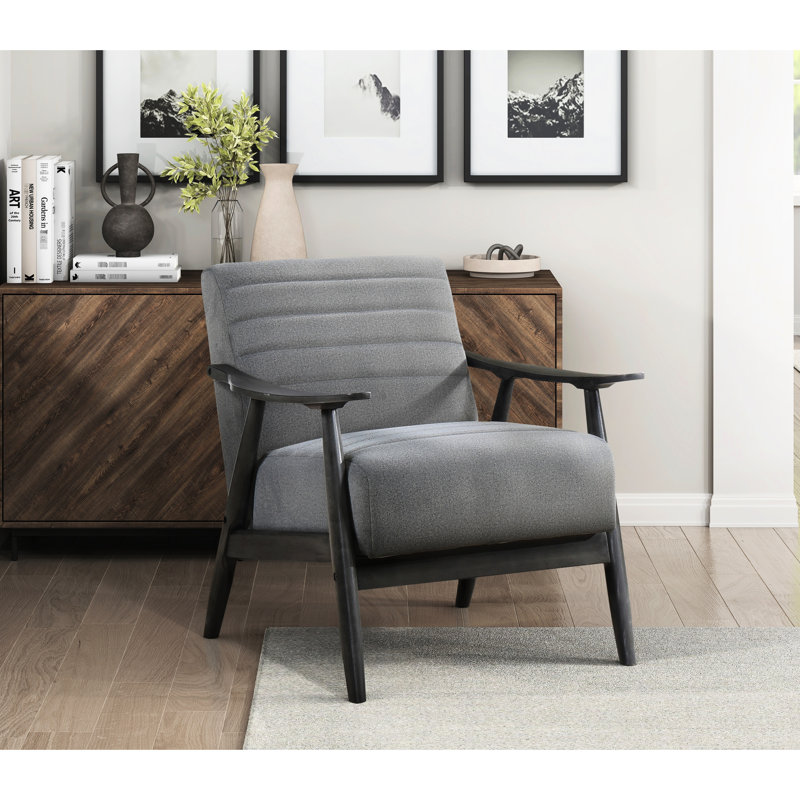 Siège de salon transitionnel, chaise recouverte de velours gris, base en bois massif, chaise d'appoint en tissu d'une profondeur de 30,06 po, structure, finition brique, poids du produit 29,55 lb, largeur du siège de 22 po