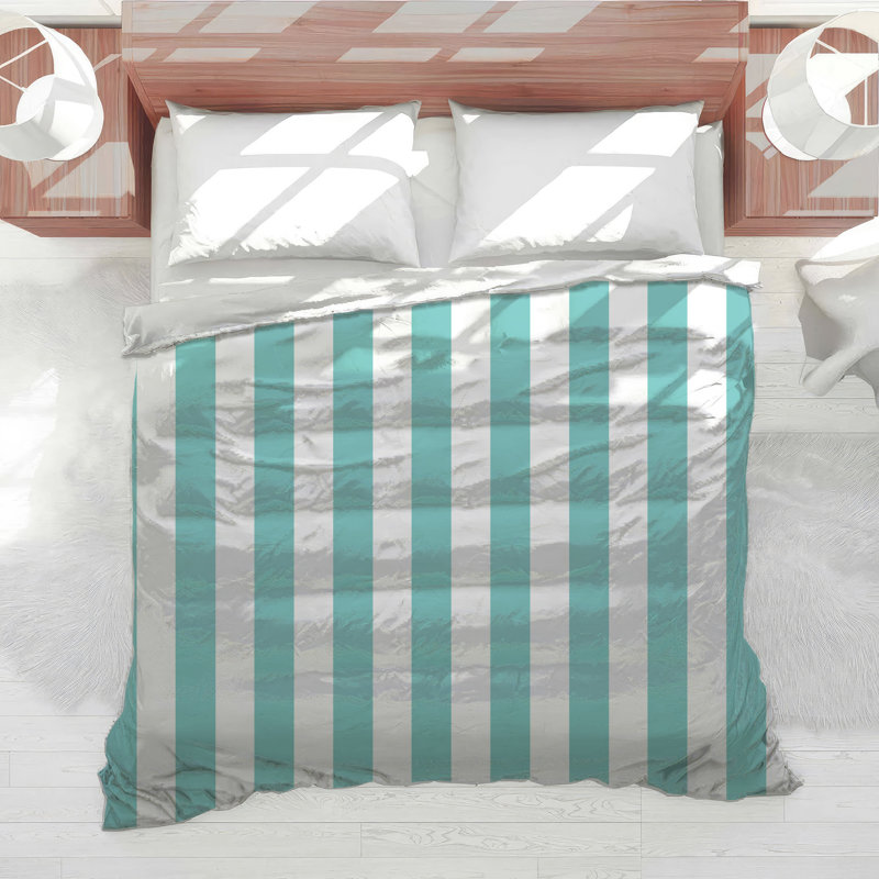 Turquoise Vertical Stripes Comforter, Queen