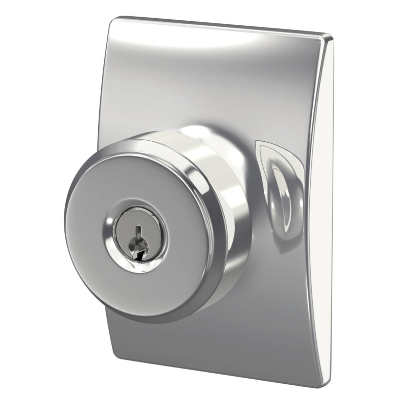 F Series Bowery Keyed Entry Knobset with Century Rosette, Yes, Bright Chrome, Keyed Alike