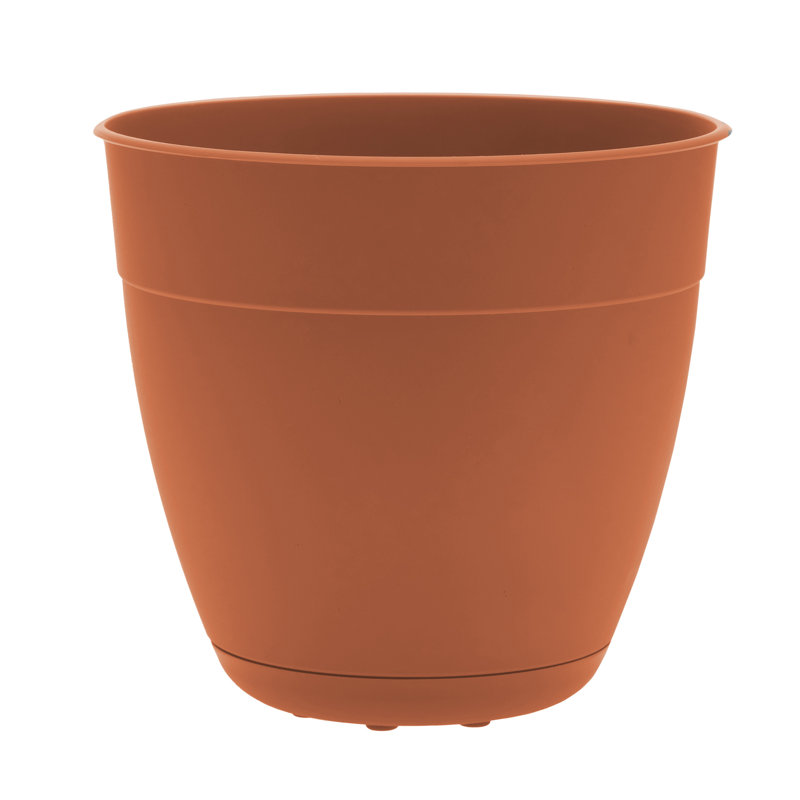 Jardinière intérieure / extérieure en plastique recyclé Dayton avec soucoupe attachée, H 14,59 po x l 16 po x P 16 po