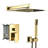 Gold Dual Shower Head - 12 Inch Square Wall Mounted. -balanced Valve To Scalding. Overhead Rainfall With Wide Coverage. Easy Install And Clean. Comes Arm, Handheld Head, Hose, Holder, & Manual In For-118765959