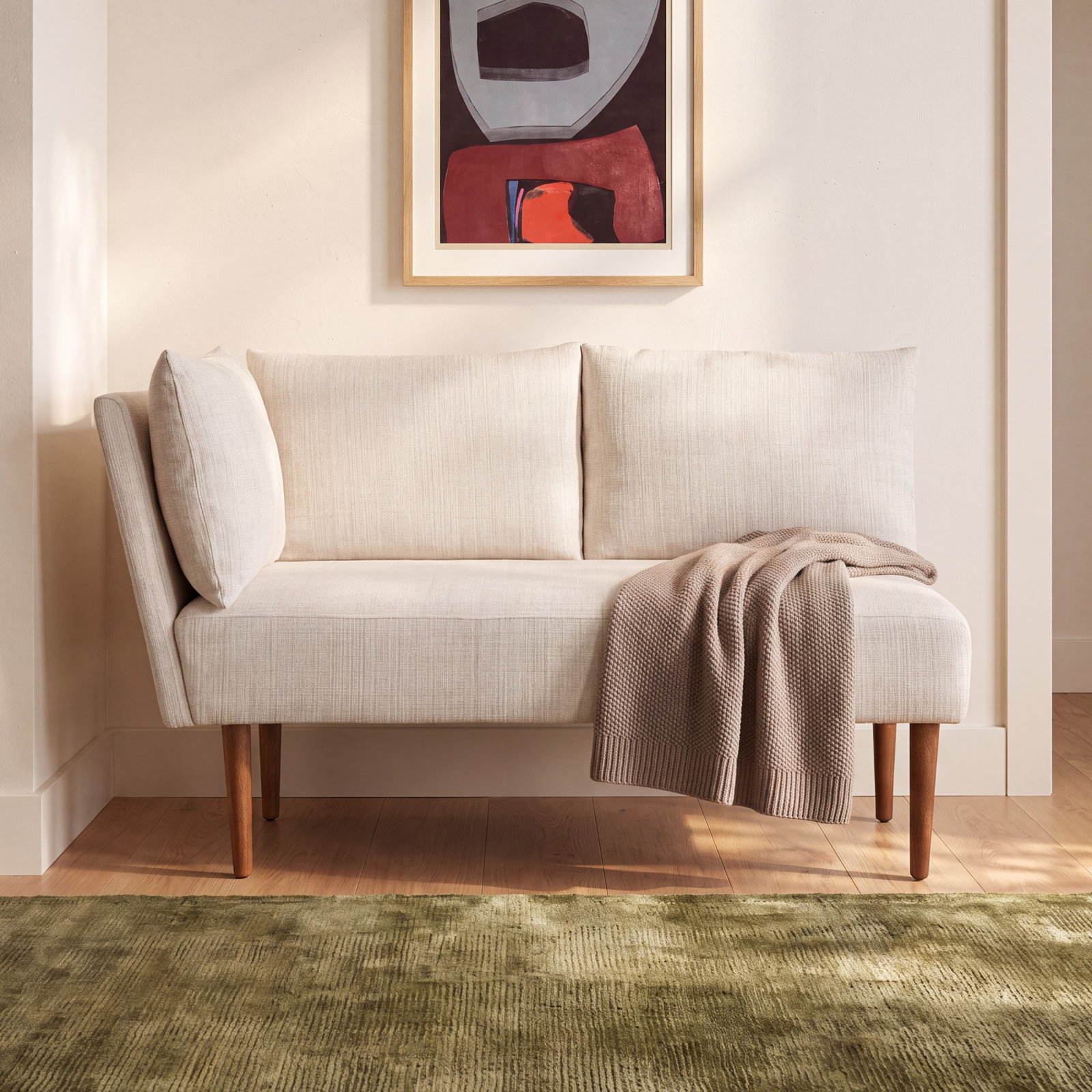 Nalaya Bench, Cream Performance Basketweave