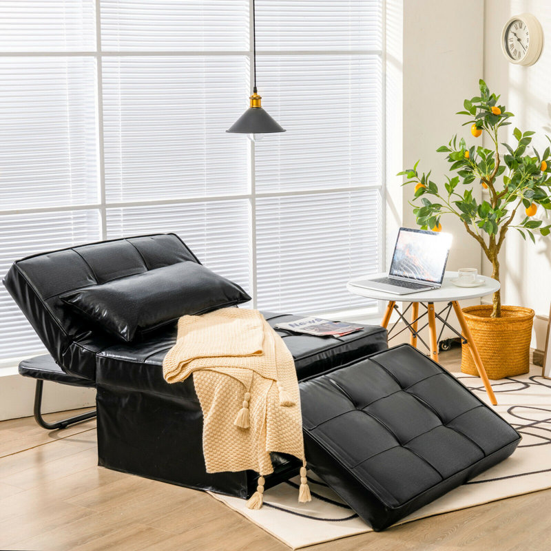 Latitude Run® 4 en 1 canapé-lit multifonctionnel convertible canapé-lit pliant noir