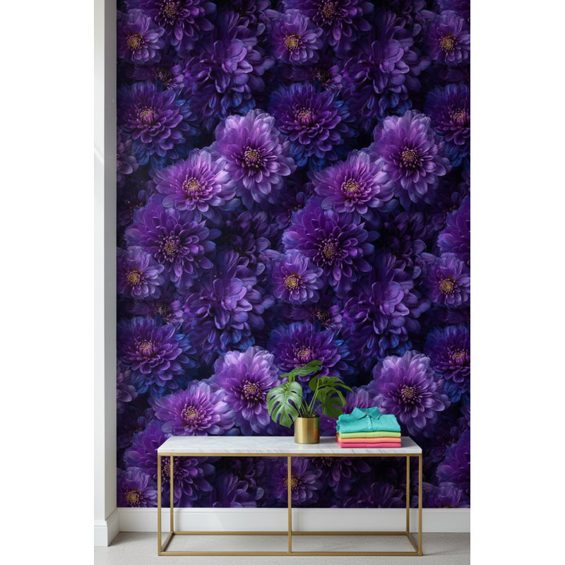 Papier peint floral mauve élégant