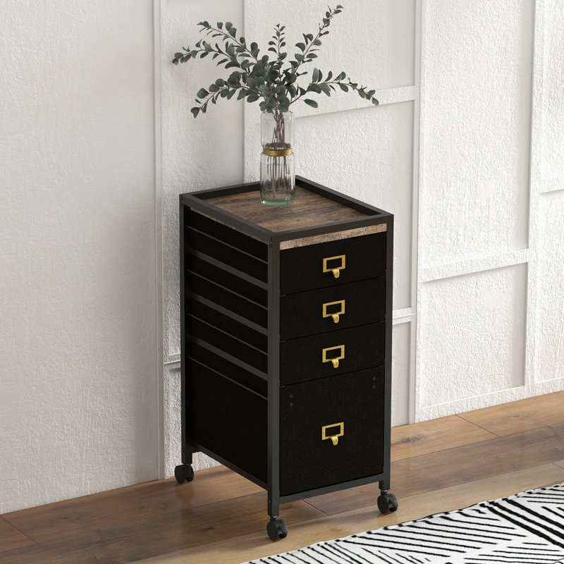 MDF Iron Fabric Under Table Cabinet - Dresser Bedroom Storage, Durable Metal Frame, Compact Design, Multi-Functional Use, Easy Assembly