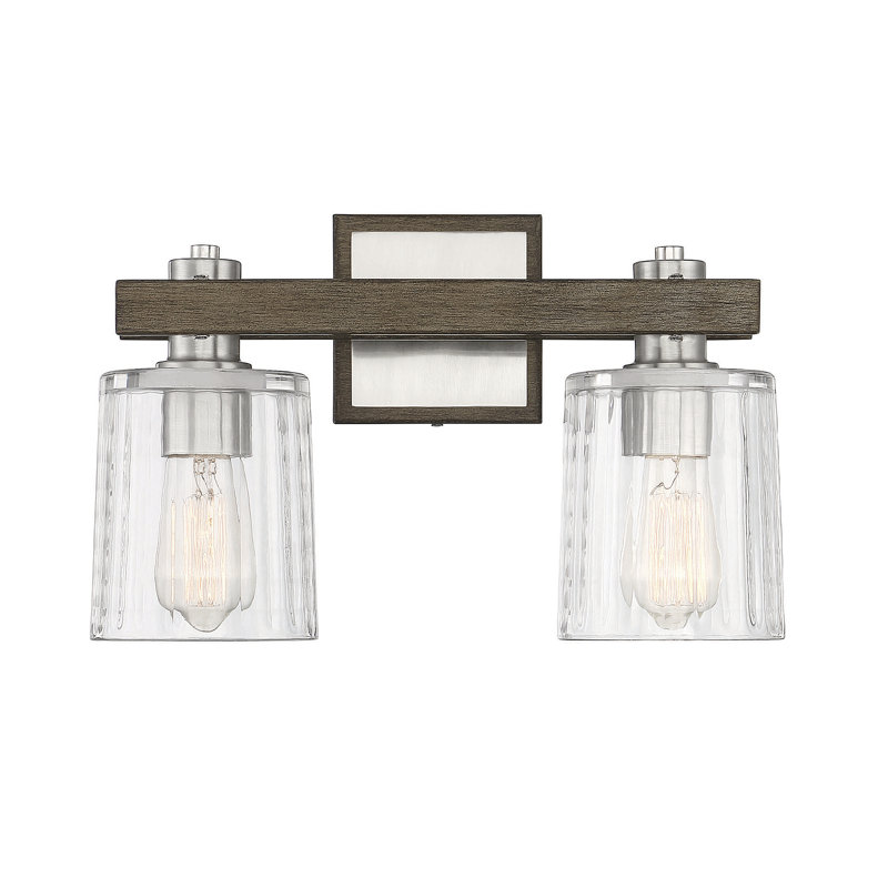 Chesler 2-Light Dimmable Vanity Light in Satin Nickel/Gray, Satin Nickel/Gray