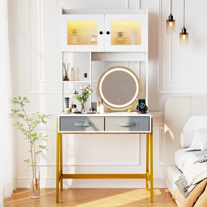 Dressing Table, White/Gold