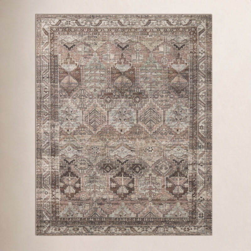 Tapis oriental argile / sauge Billie, Rectangle 7 pi 6 po x 9 pi 6 po