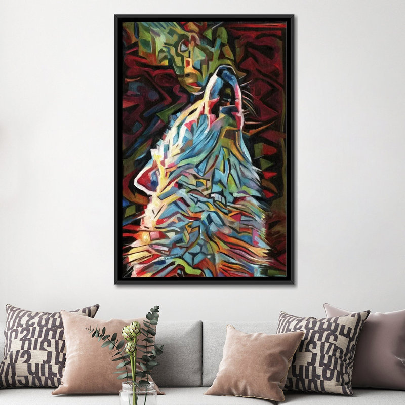 " Dream Wolf " by David Stribbling, 26" H x 18" W x 1.5" D, Black Framed Canvas, No Mat