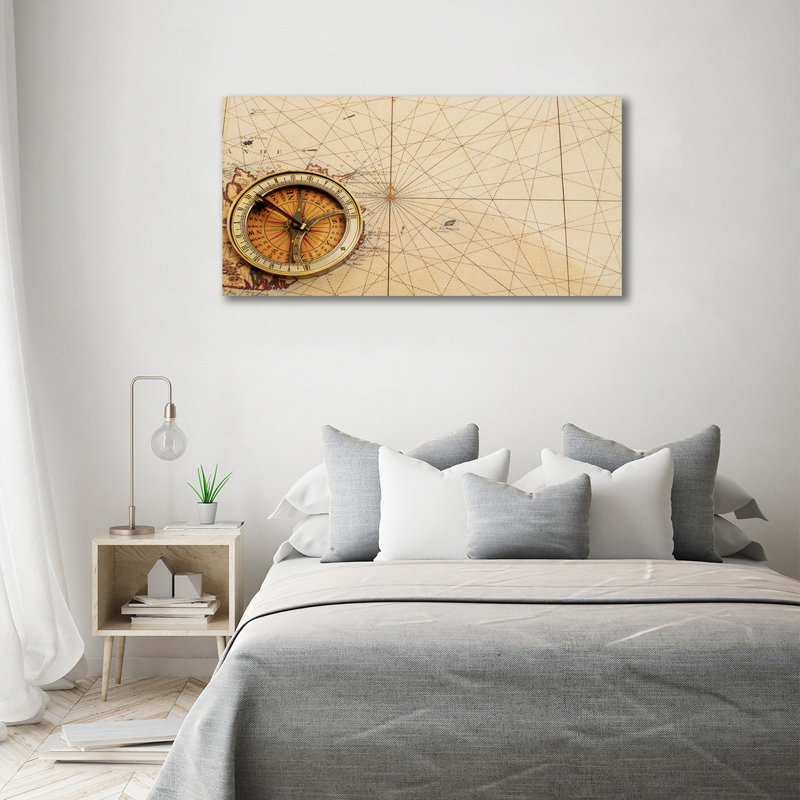 Compass On The Map - No Frame Print on Canvas