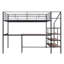 Lit mezzanine double en métal avec bureau et échelle de rangement latérale, cadre de lit-699036499