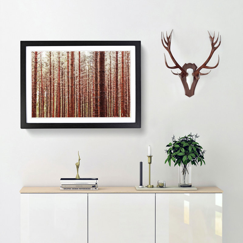 Red Forest in the Autumn - Picture Frame Photograph Print, 36cm H x 48cm W x 2cm D, Black Framed