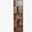 Bibliothèque d'angle moderne, tablette de rangement à 5 niveaux en MDF noyer avec éclairage DEL-117512209