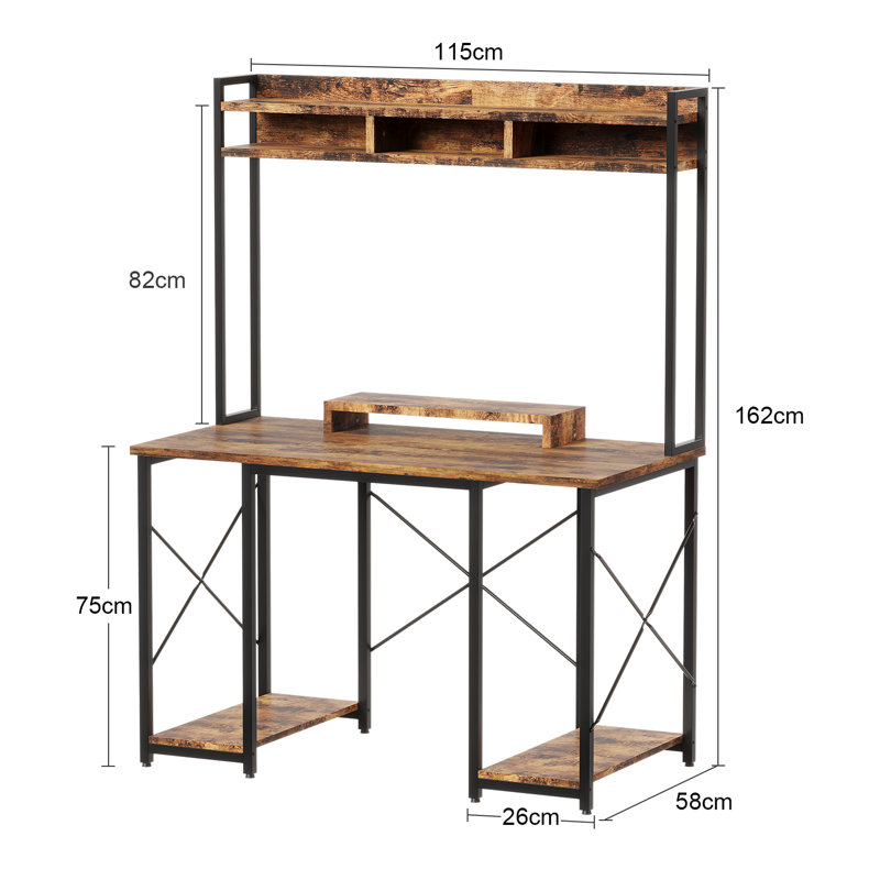Kaisa Steel Computer Desk, Brown/Black
