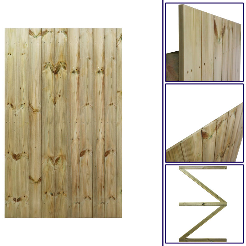 Natahsa Pressure Treated (Tanalised) Wood Gate, 180cm H x 105cm W x 4.6cm D