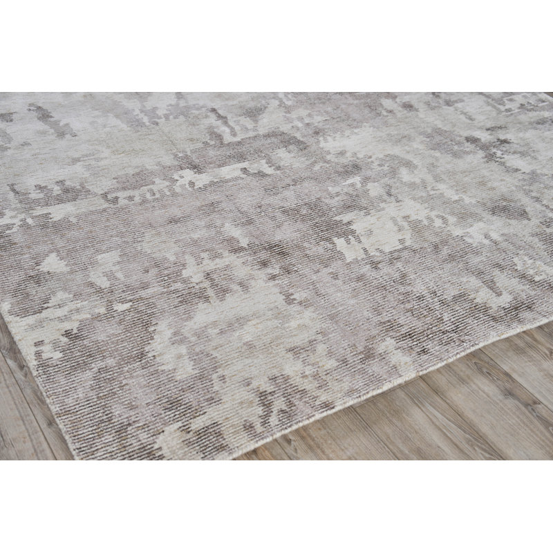 Abstract Area Rug in Brown, Rectangle 10' x 14'