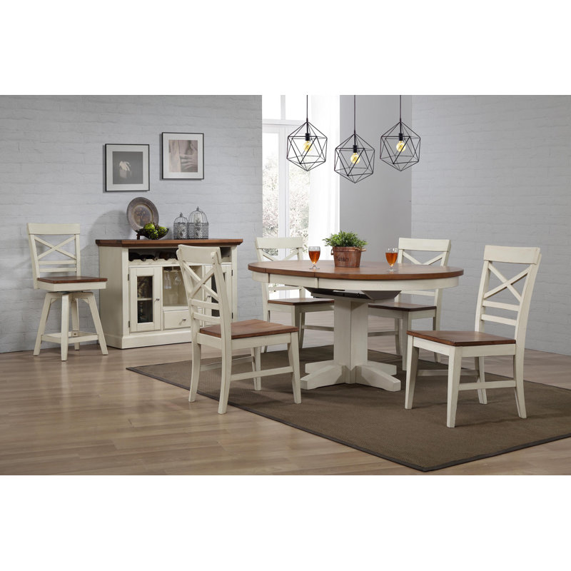 Calderon Extendable Acacia Solid Wood Dining Table, Antique White
