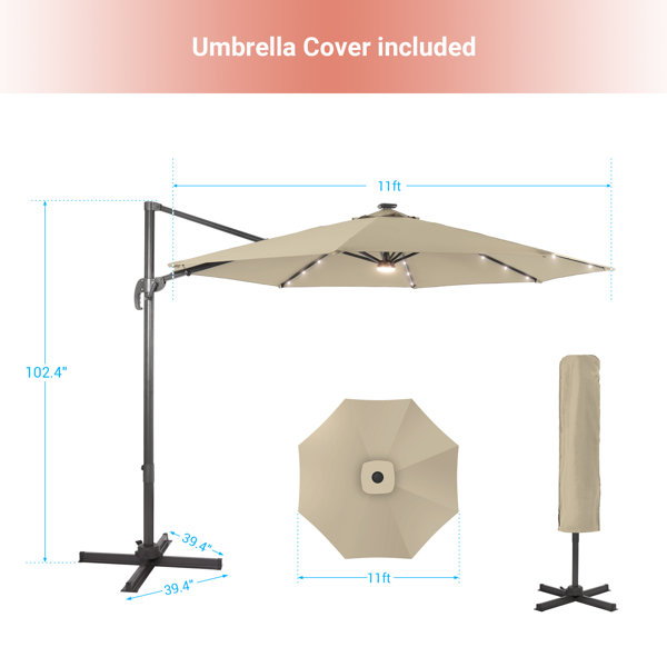 Arlmont & Co. Rojean 132'' Lighted Cantilever Umbrella & Reviews | Wayfair