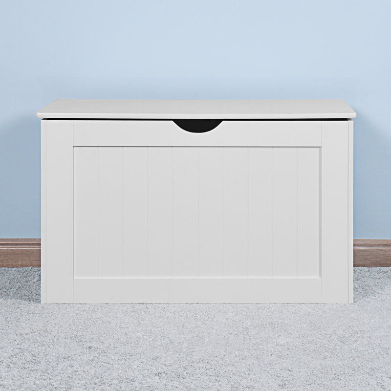 White Lift Top Entryway Storage Cabinet With 2 Safety Hinge