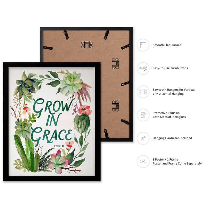 Grow in Grace, Cadre noir, Affiche, H 24 po x l 32 po
