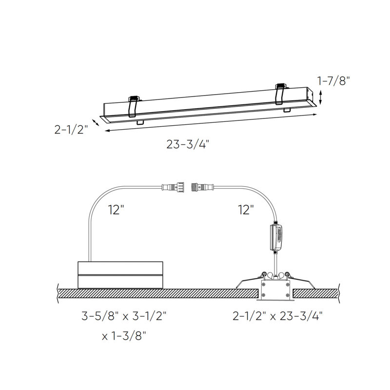 Ensemble d'éclairage encastré 24 "ultra mince à DEL 24 pouces