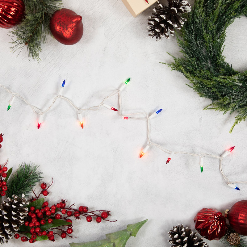 50-Count Mini Christmas Light Set 10ft Wire, Multi-colored/White