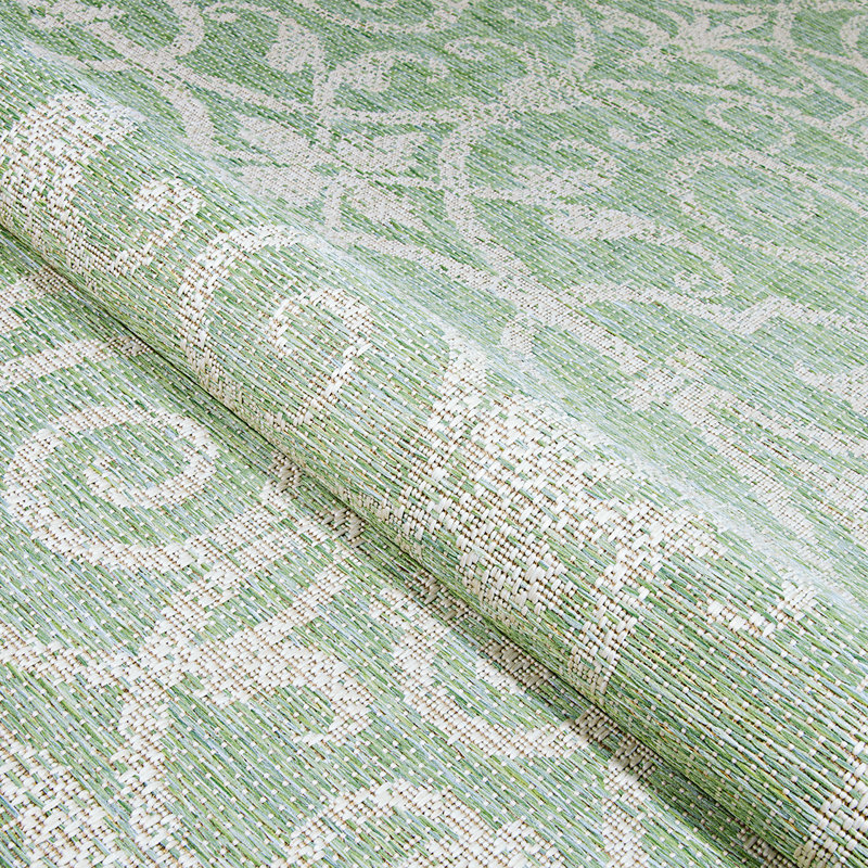 Cassina Floral Ivory Light Green Indoor Outdoor Area Rug, Rectangle 5'10" x 9'2"