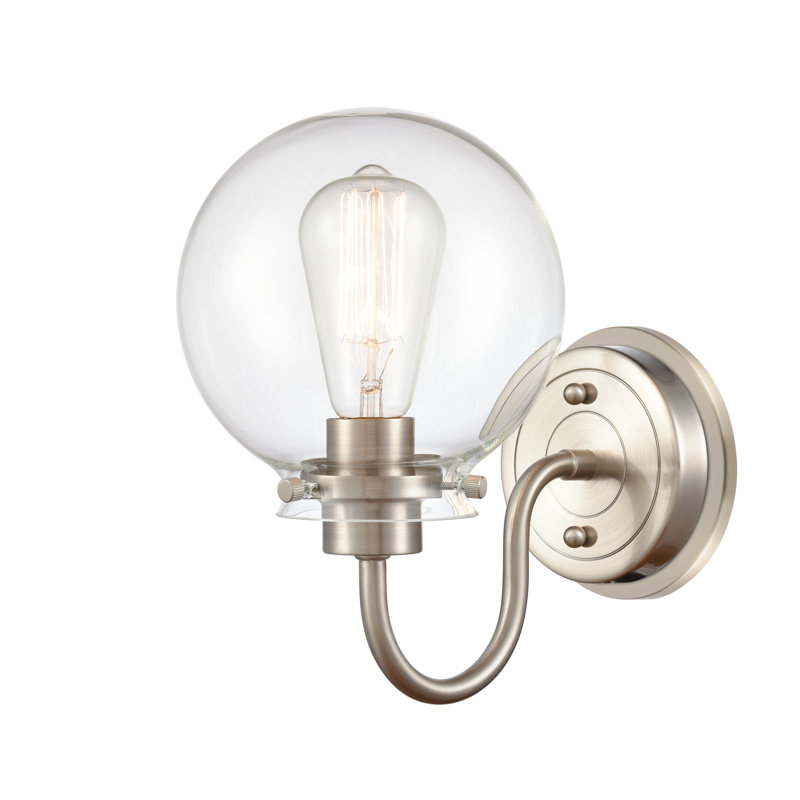 Éclairage pour salle de bain à intensité variable 1 lumière amariyah, Transparent, Chrome poli, Ampoule DEL rétro 4 watts