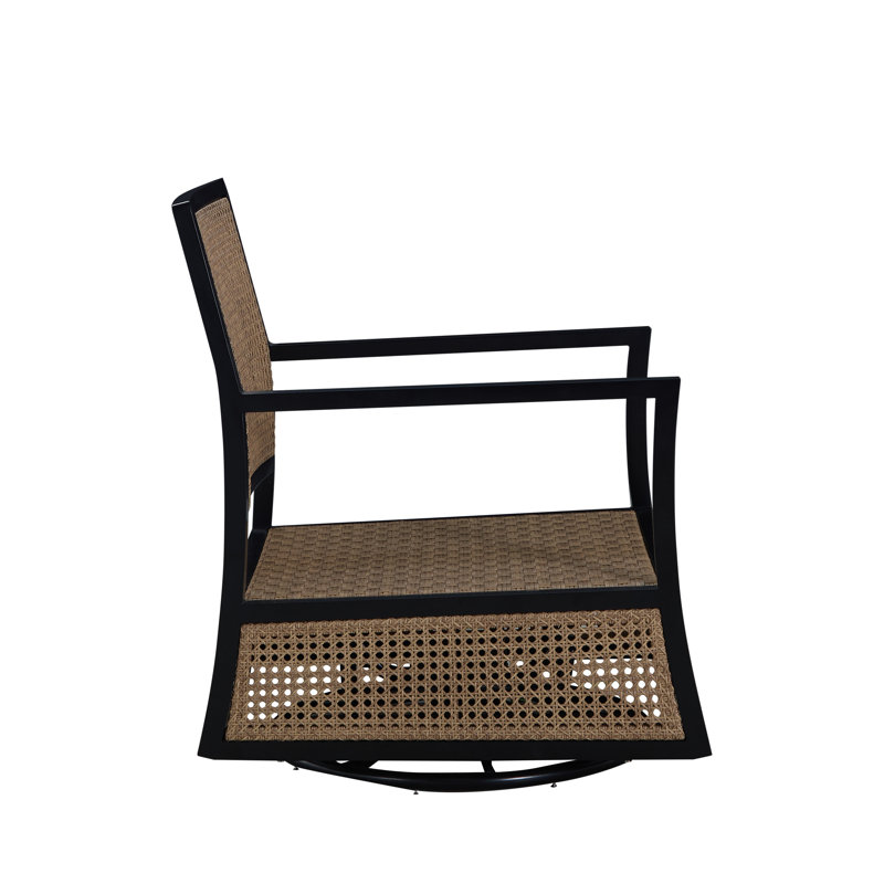 Bermuda Aluminum and Cane Glider Lounge, No Welt + Standard Fill, Bar Stripe Forest, Midnight And Natural Cane