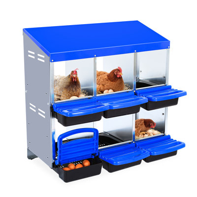 Boîte de nidification pour poulets, boîte de ponte pour poulets à 6 trous, plateau pour la collecte facile des œufs, grands trous pour la ventilation, convient aux poulets et aux canards