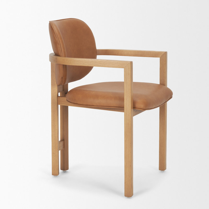 Fauteuil de salle à manger Alisha, Brun clair / bois naturel