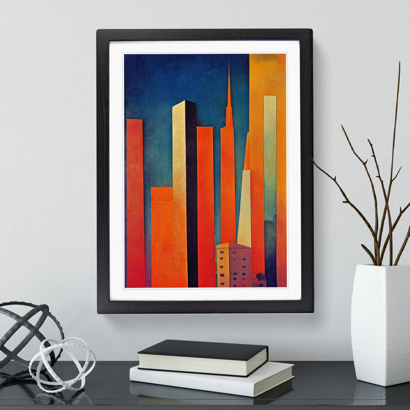 City Skyline - Single Picture Frame Print, 64cm H x 46cm W x 2cm D, Black